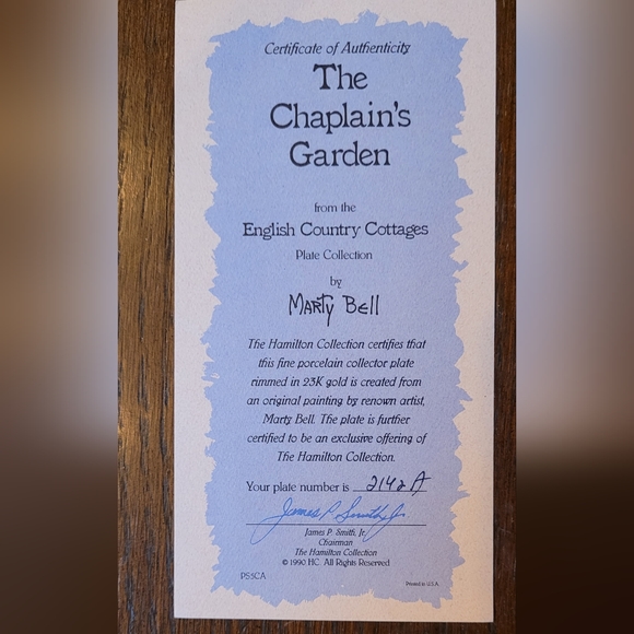 Vintage 1990's Marty Bell The Chaplain's Garden Plate - Picture 3 of 3